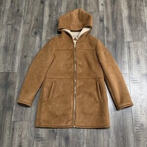 MICHAEL Michael Kors Coat Womens Medium Brown Faux Shearling Lined Hooded Parka